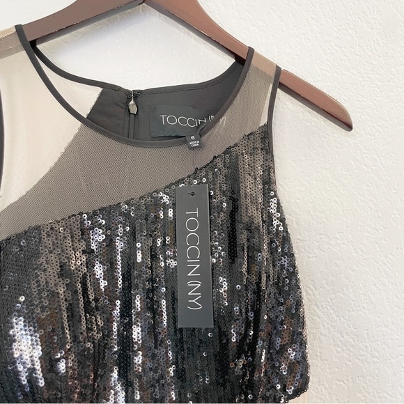 NWT TOCCIN (NY) Sequins Cutout Mesh Cocktail Dress 6 - Picture 6 of 15